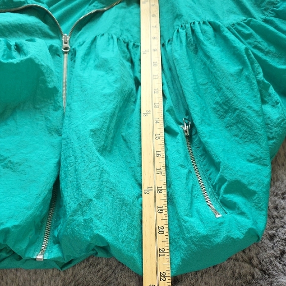 FP Oversized Teal Zip-Up Bomber Lined Windbreaker Jacket Size Small - Picture 6 of 13